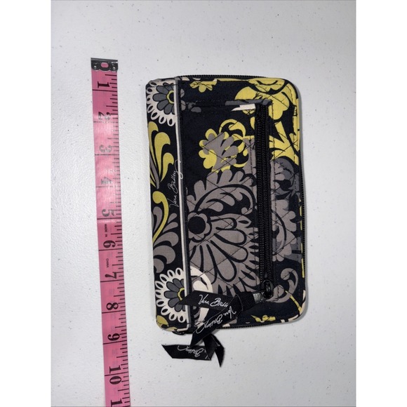 Vera Bradley Clutch  Turn Lock Wallet Organizer Black and Yellow Retired - Picture 3 of 5